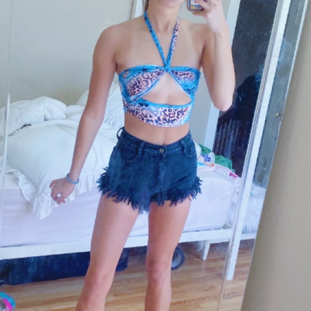 Cheetah top blue